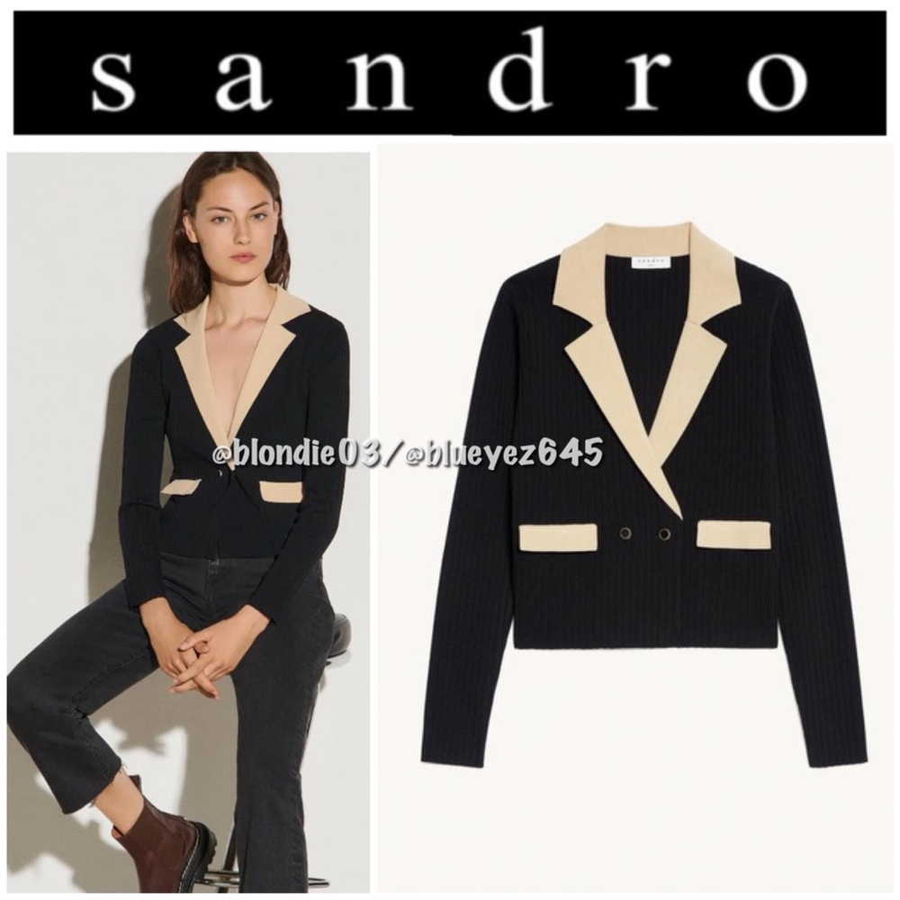 Sandro “Barney” contrast trim cardigan 1/S